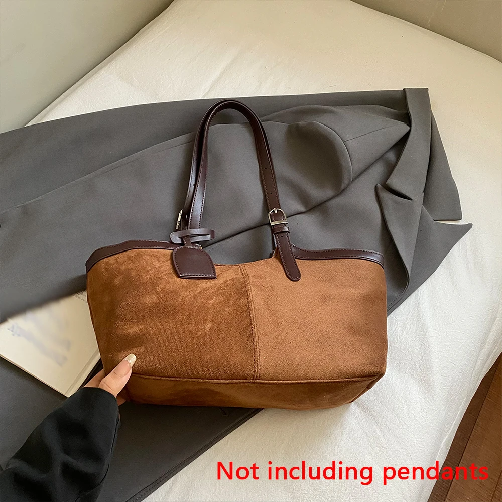 حقيبة يد نسائية بتصميم كلاسيكي من جلد الغزال للخريف والشتاء، حقيبة ركاب عالية الجودة ذات سعة كبيرة ومتعددة الاستخدامات