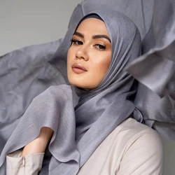 Hijabs de rayón de algodón para mujeres musulmanas, pañuelo de cabeza liso, chal largo liso de gran tamaño, turbante islámico, Foulard