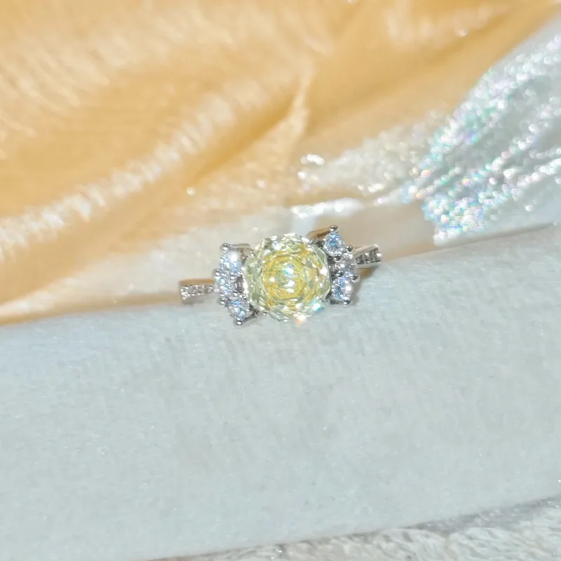 Sweet 925 Sterling Silver Light Luxury Rose Cut High Carbon Diamond Ring Sweet Candy Shape Cute Jewelry - view 3