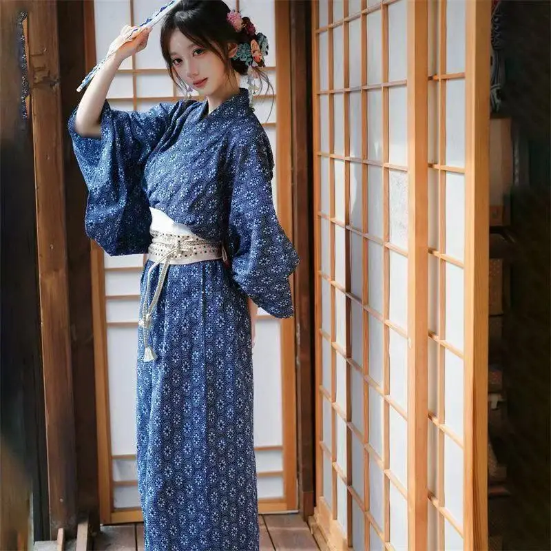 New In Kimono for Women's Traditional Japanese Clothing Yukata Vintage Floral Pattern Asian Gown Dress Female Kimonos