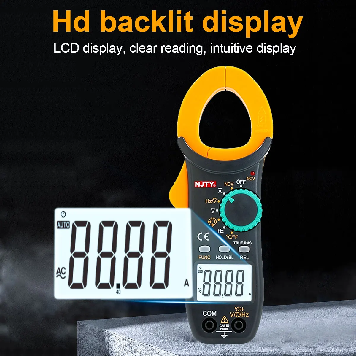 NJTY 3266TA 3266TD Digital Clamp Meter Professional Multimeter True RMS Auto Range AC DC Voltage Ammeter NCV Ohm HZ Miltimeter