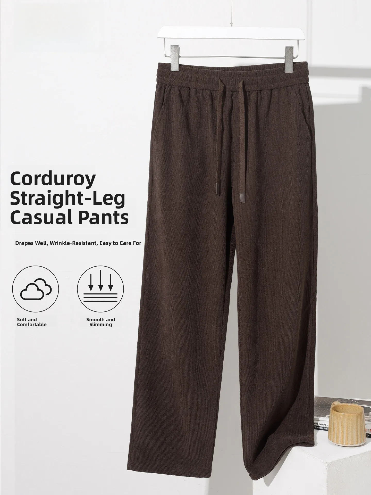 

Высококачественные мужские брюки из плотного вельвета: зимние, модные, повседневные, свободного прямого кроя, теплые, комфортные, в городском стиле