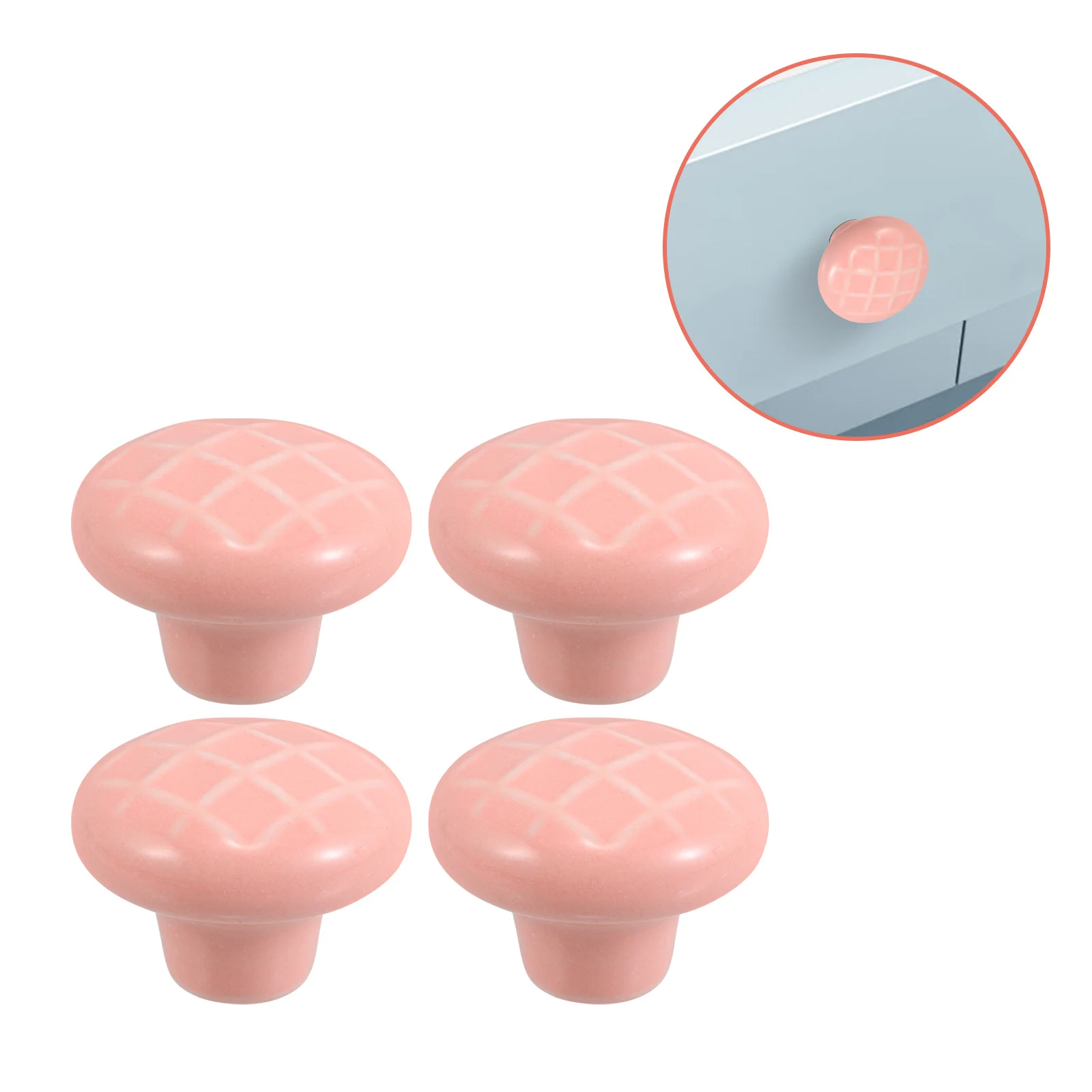 

4Pcs Pink Ceramic Drawer Pulls Elegant Single Hole Cabinet Knobs for Dresser Closet Kitchen Bathroom Furniture