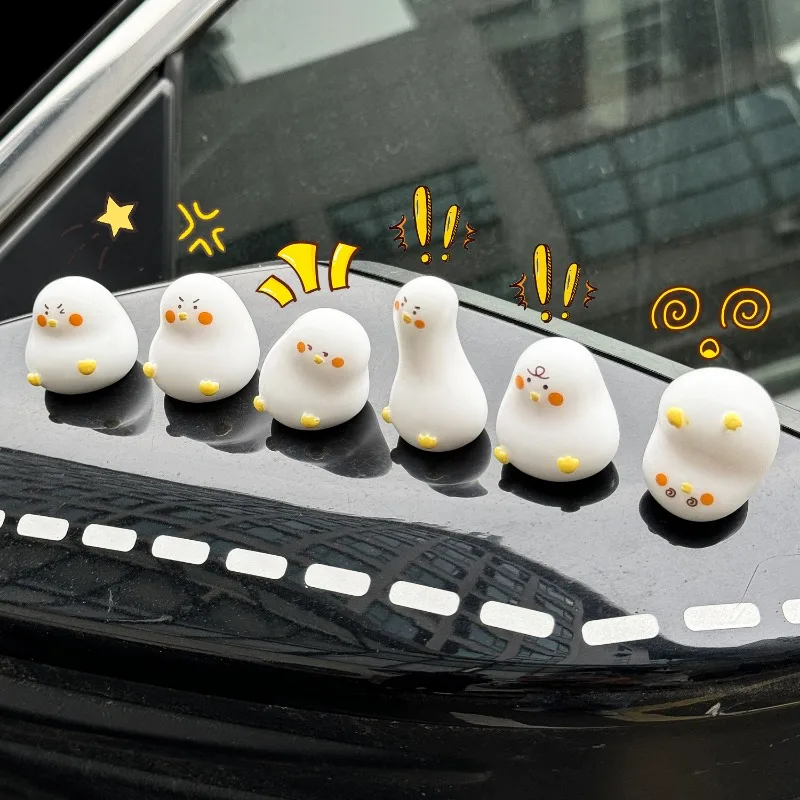 New Funny Little White Duck Car Resin Ornaments Auto Centre Console Cute Decorations Handmade DIY Fridge Sticker Accessories