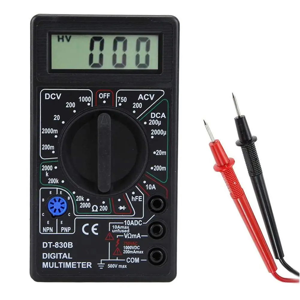 Dt830b Ac/ Lcd Digital Multimeter 750/1000v Voltmeter Ohm Meter Tester High Safety Digital Handheld Multimeter Ammeter F0l2