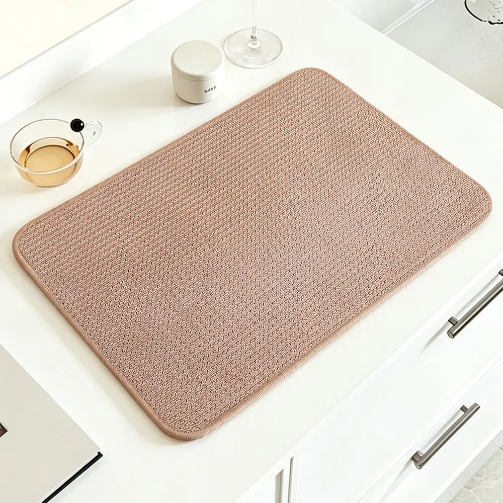 Kitchen Countertop Dish Drying Mat Ultra Absorbent Microfiber Pad For Coffee Machine Tableware Drainer Quick Dry