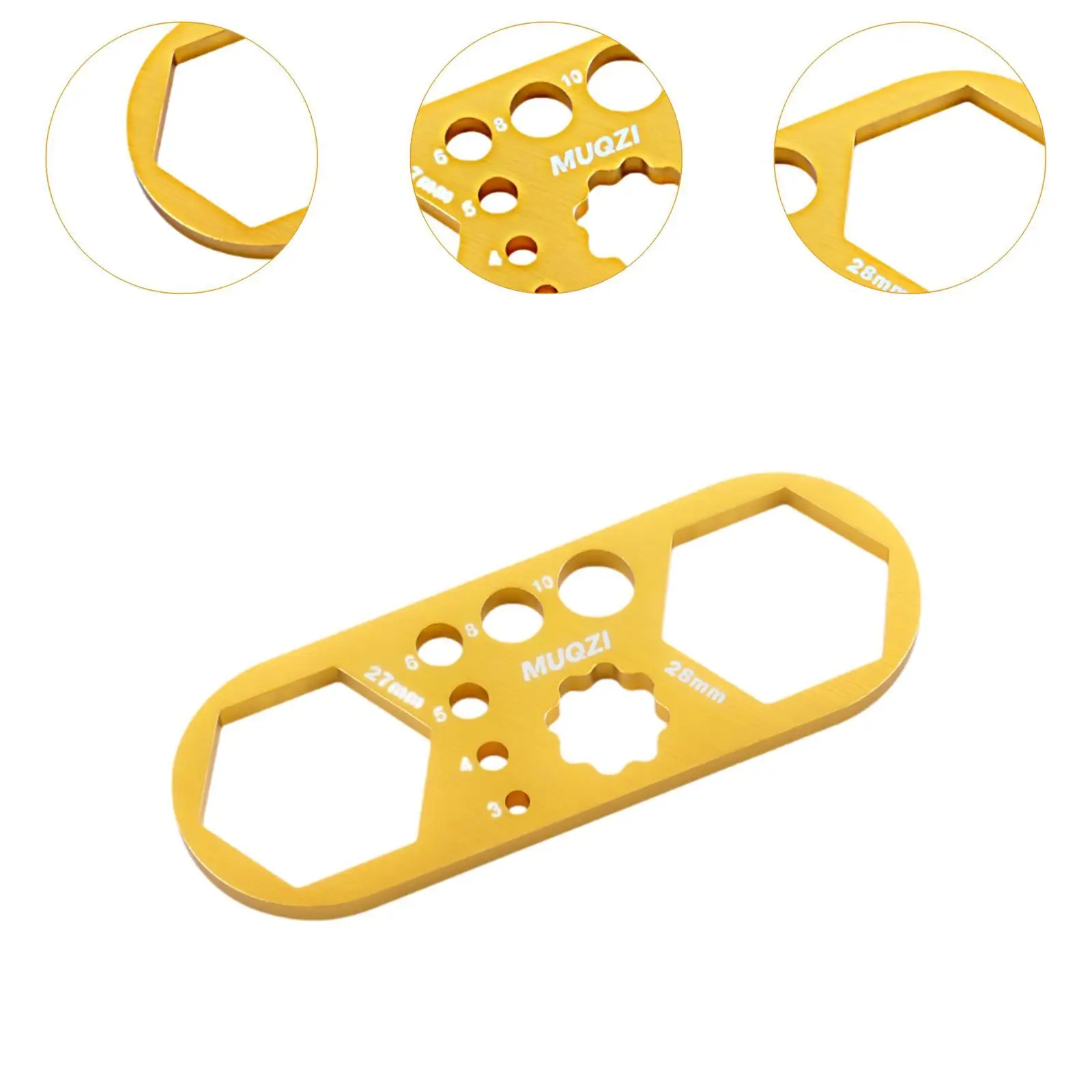 Bicycle Fork Cap Wrench Spanner Aluminum Alloy Sturdy with Thread Measuring Hole Bike Repair Tool Bike Front Fork Caps Wrench image 5
