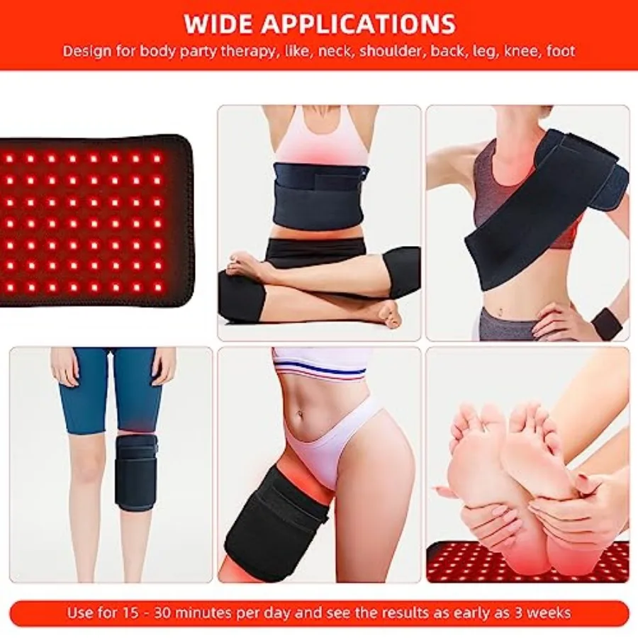 Red Light Therapy Pad for Body Back Knee Shoulder Hands Feet Portable 660nm 850nm Home Use 3 Chips in 1 Infrared Light Heating