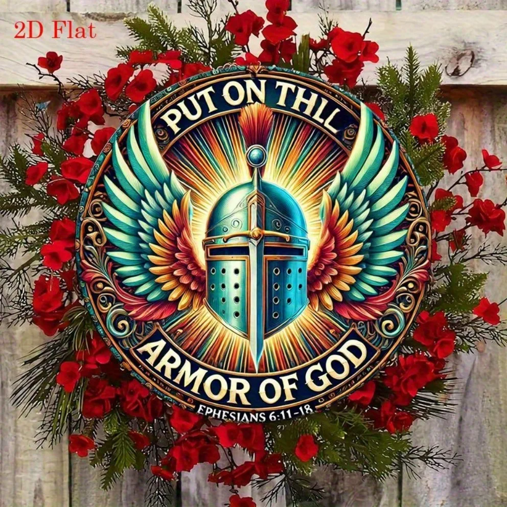 Put On The Full Armor of God 2D Flat Wall Art – Features Vibrant Knight & Sunburst Design ; Ideal Holiday Decor for Home
