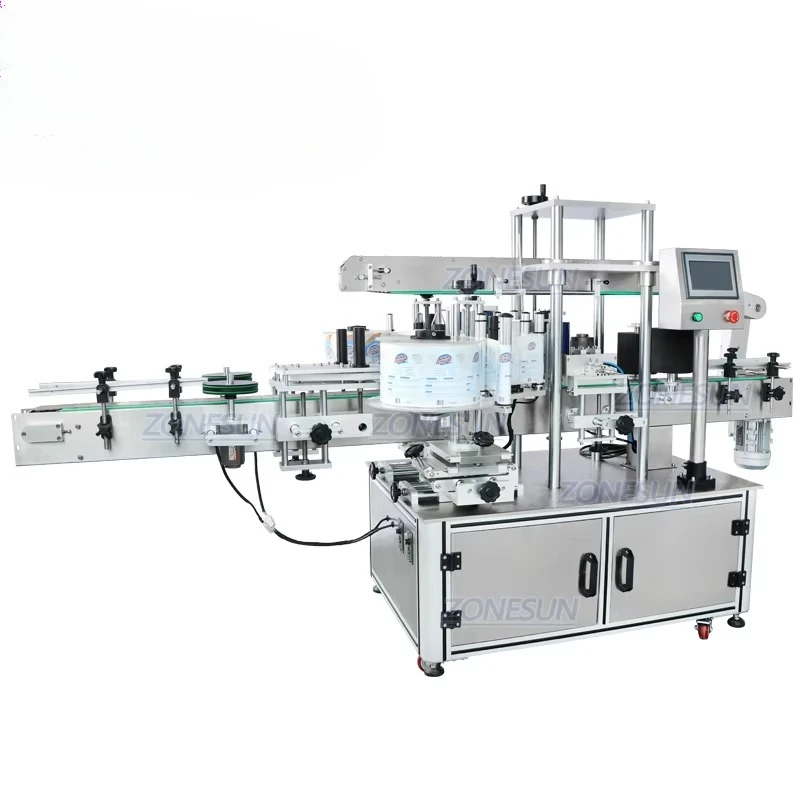 Full Automatic Flat Round Bottle Adhesive Sticker Cans Beverage Label Applicator Cosmetics Packaging Labeling Machine