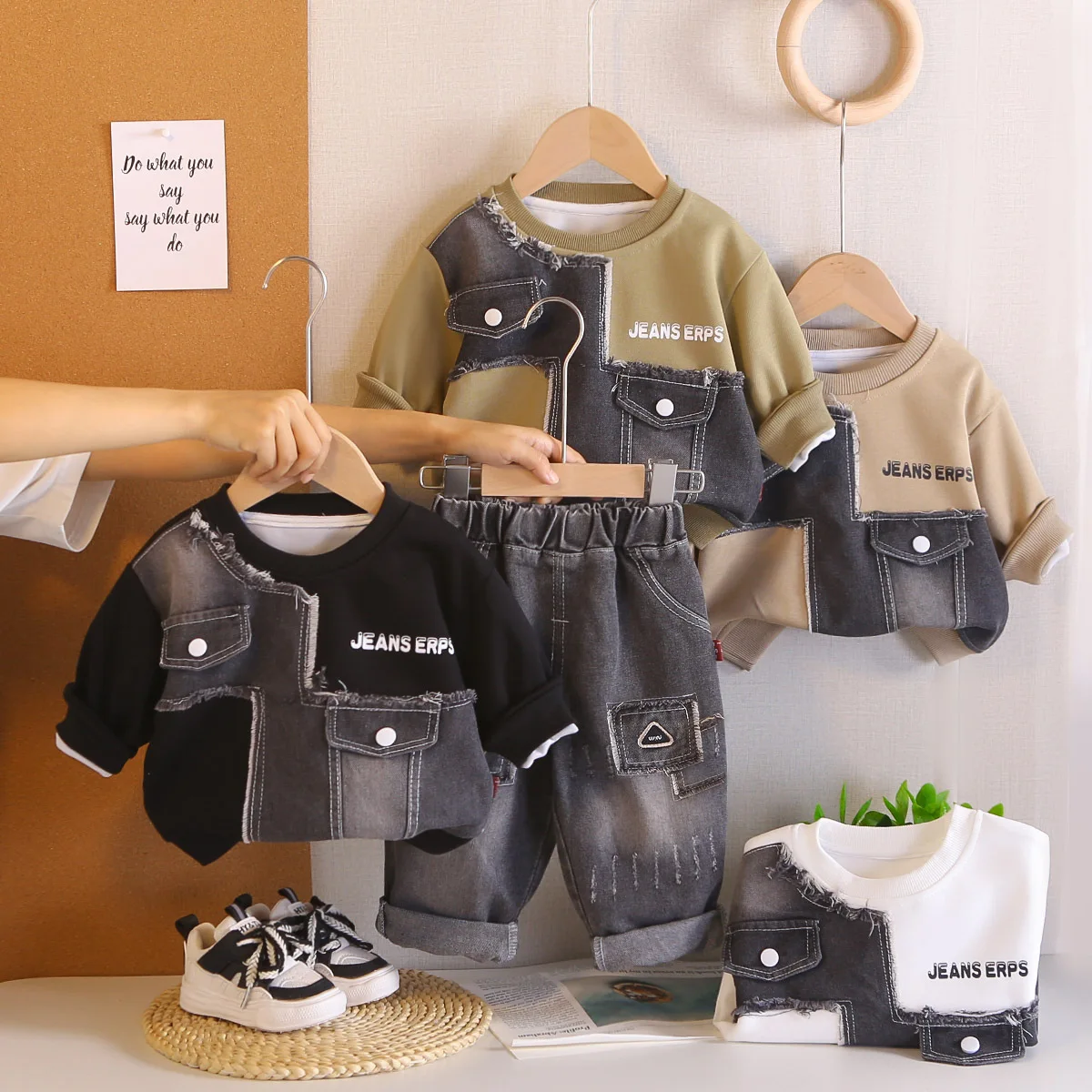 

Boys Clothes Sets Spring Autumn 2026 Children Sweatshirts Denim Pants 2pcs Fashion Suit For Baby T-shirts Tracksuits Kids Outfit