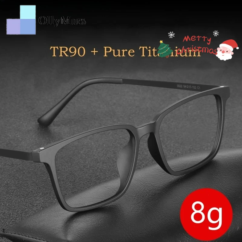 

OLLYMURS Сверхлегкие квадратные очки для близорукости из чистого титана, женские очки с блокировкой синего света, оптическая оправа для очков по рецепту, мужская оправа