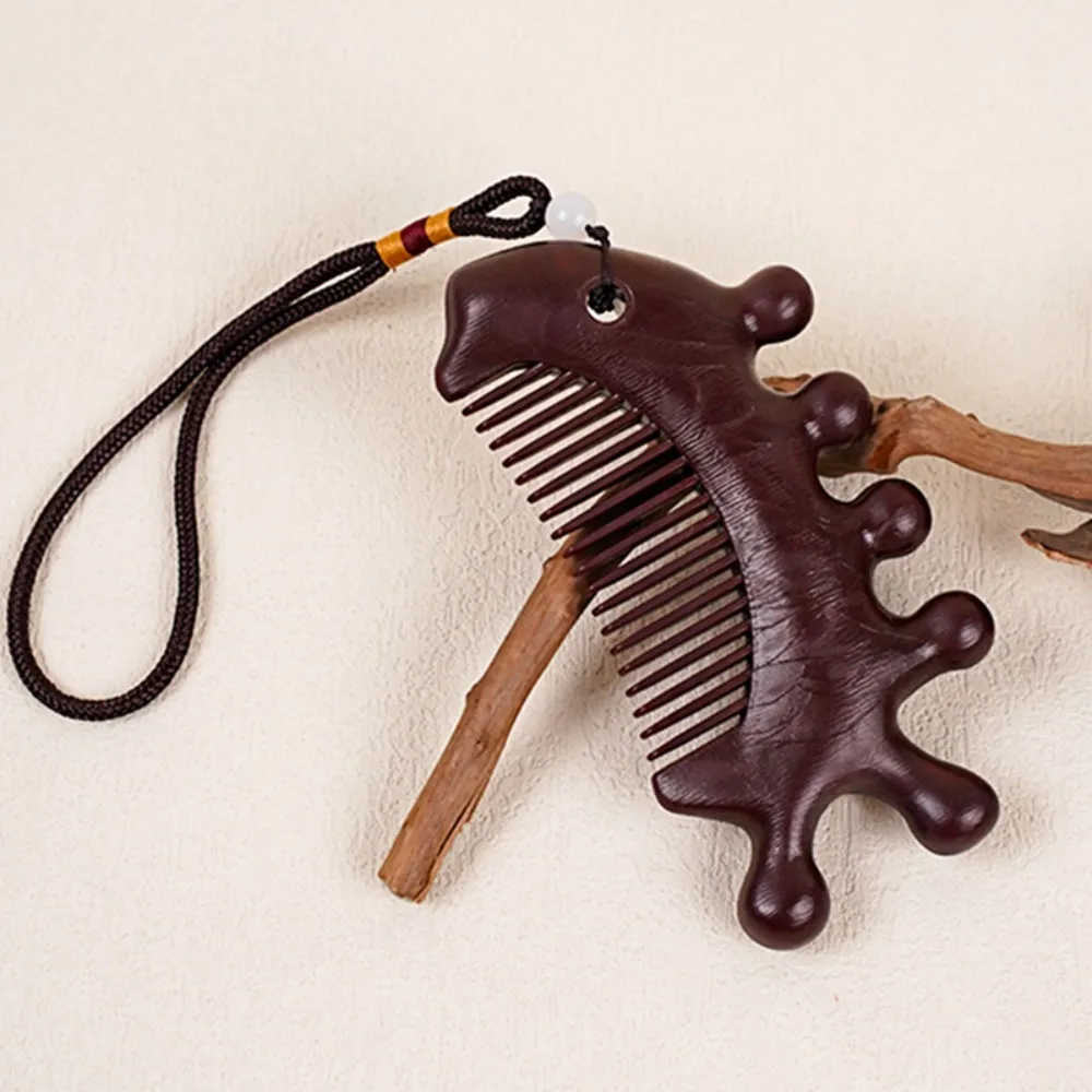 

Multifunctional Body Meridian Massage Comb Sandalwood Wide Tooth Head Massage Comb Head Neck Nose Cheeks Help Blood Circulation