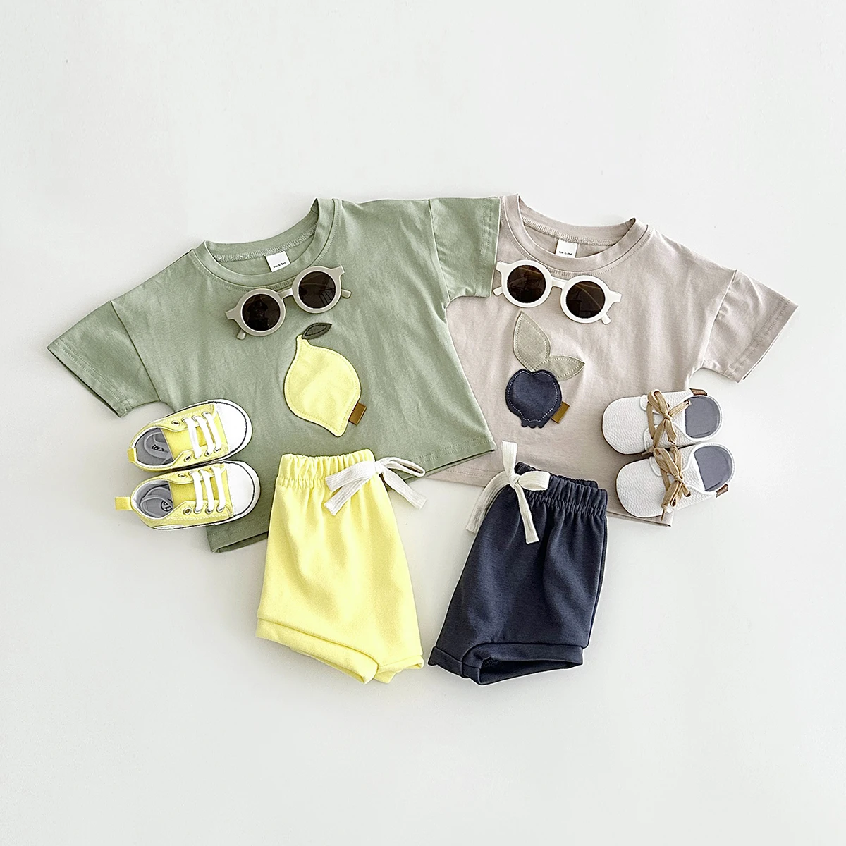 2024 Summer Baby Clothes Infant Toddler Set Fruit Lemon Print Round Neck T-shirt+Shorts Newborn Boys Girls Outfit Set 2PCS