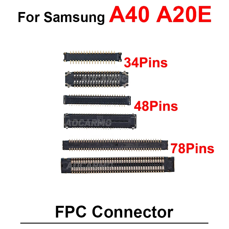 1Set 34 48 78 Pin LCD FPC Plug Connector MainBoard Flex And Charging Port Flex For Samsung Galaxy A40 A20E Replacement Parts