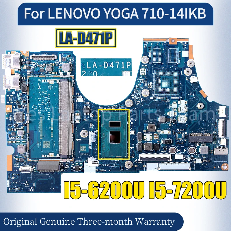 

LA-D471P For LENOVO YOGA 710-14IKB Laptop Mainboard I5-6200U I5-7200U Notebook Motherboard 100％ Tested