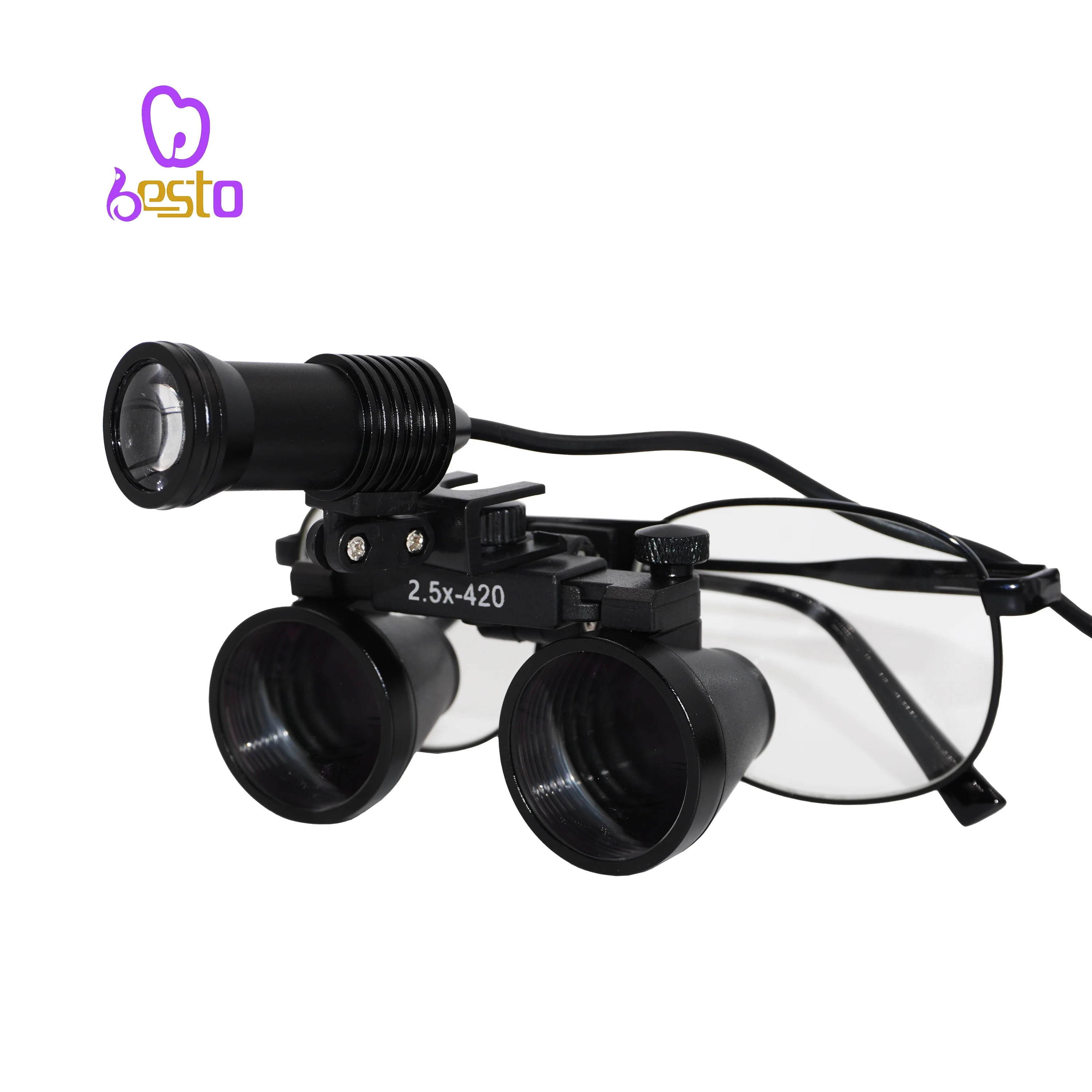 3.5X LED Metal Frame Magnifying Glasses Headlight Surgical Dentists  Lamp den tal Loupes