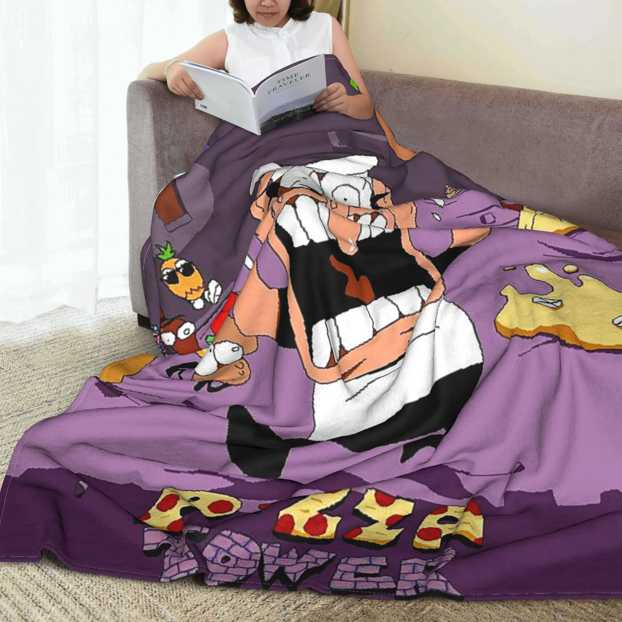 

Игровое одеяло Pizza Tower для любителей игр, портативное флисовое одеяло для дивана для дома, спальни, дорожные пледы, покрывало, одеяло