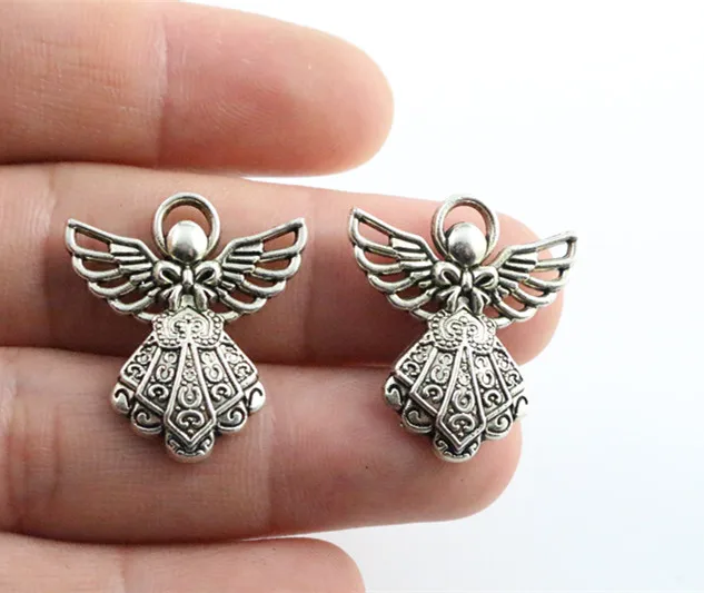 26x23mm 10pcs Antique Silver Plated Angel Handmade Charms Pendant:DIY for bracelet necklace-P2-34