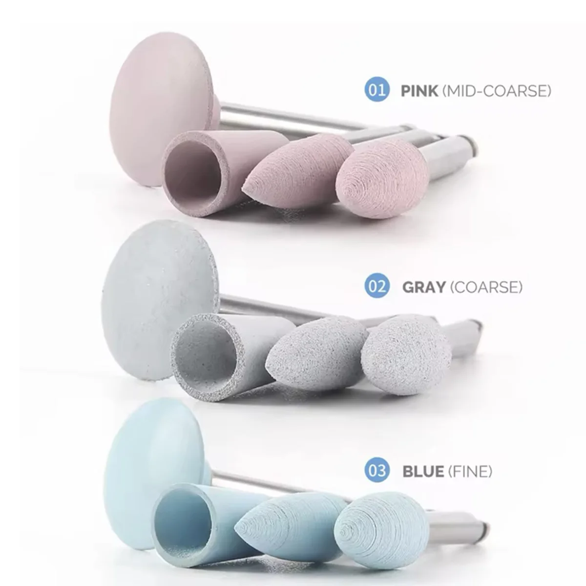 

12PCS/Box Dental Composite Polishing Kit RA 2.35mm Low Speed Hanpiece Silicone Grinding Heads