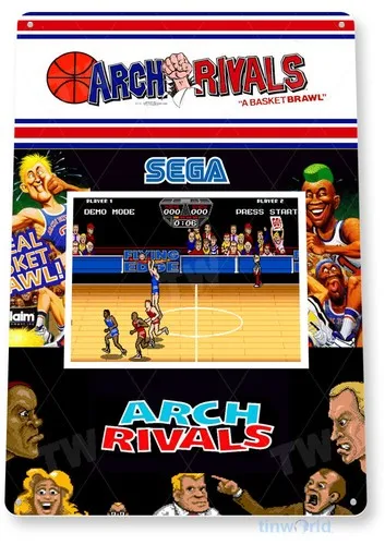 Arch Rivals Arcade Sign, Classic Arcade Game Marquee, Game Room Tin Sign C247