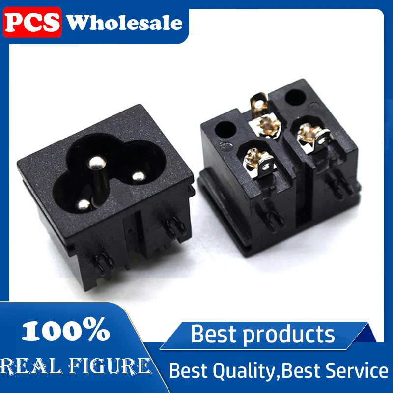 AC power connector socket plum C6  shape three hole 3 core welding mouldings