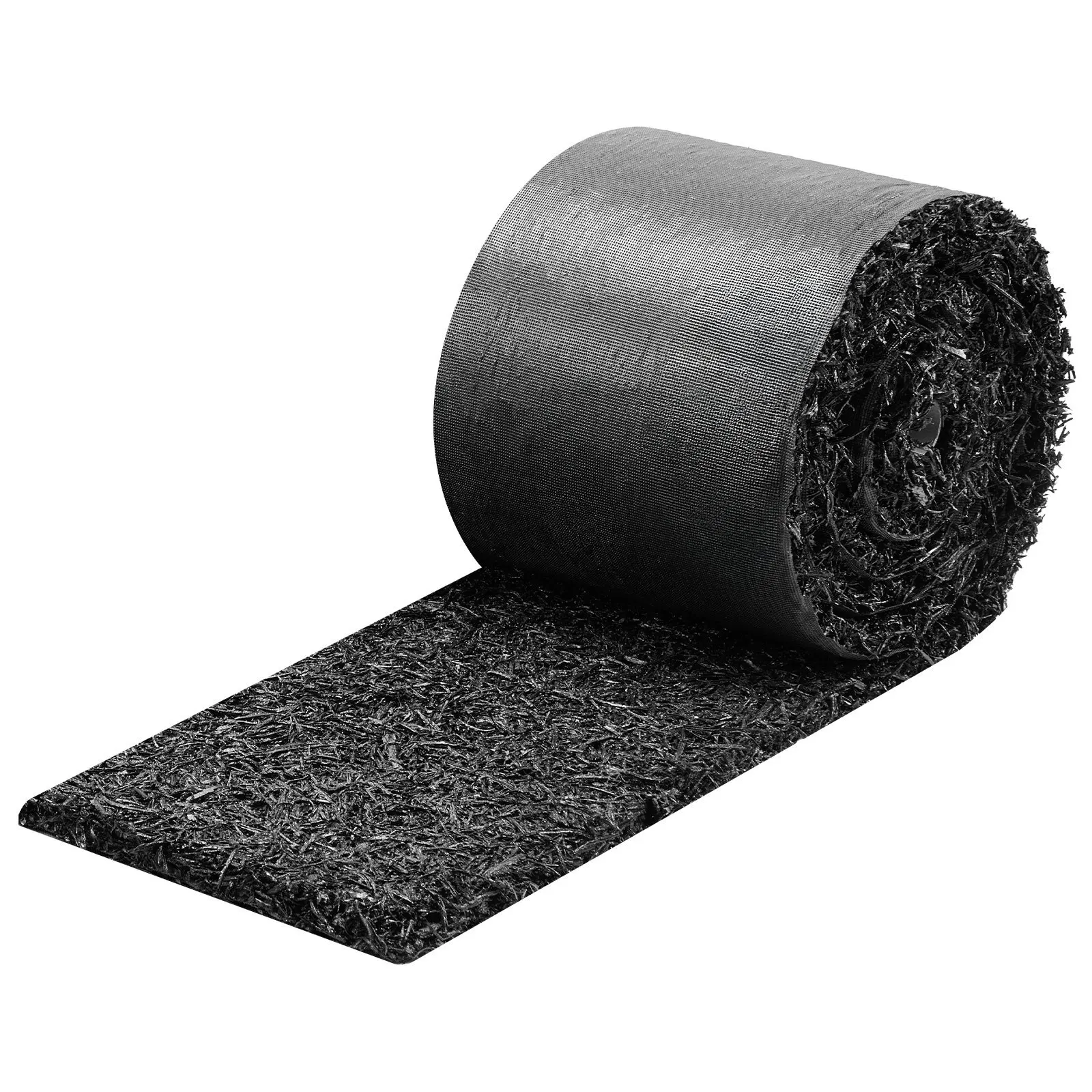 

Rubber Mulch Mat Roll, 140 x 4.5 in, Recycled Rubber Permanent Mulch Edging Border, Natural-Looking Flower Barrier with Stake