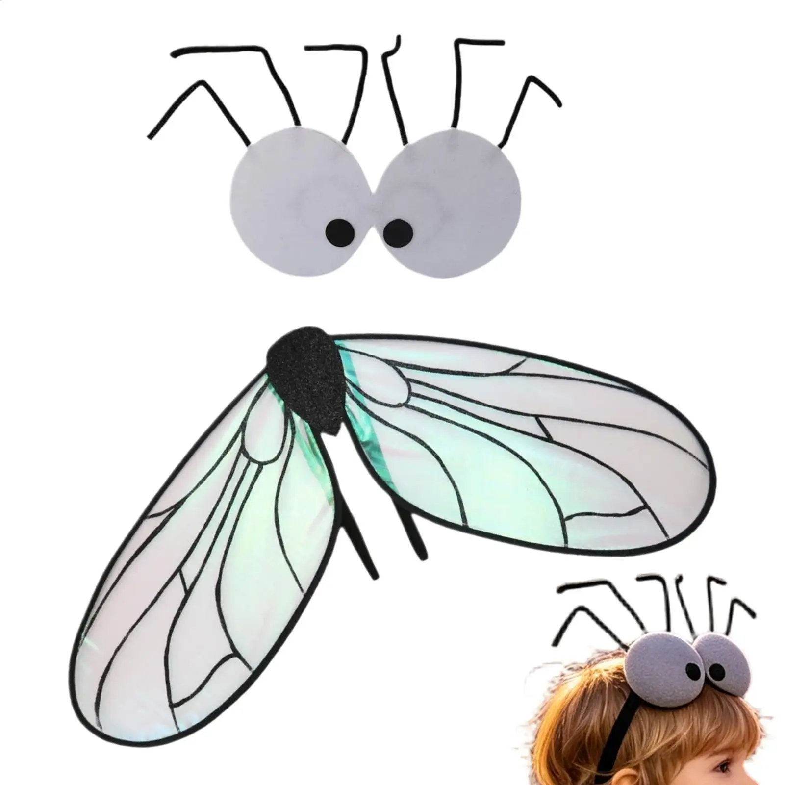Fly Costume Halloween Insect Costume Accessories Animal-Themed Party  Props Wing Role Play Cosplay for Performance Carnival