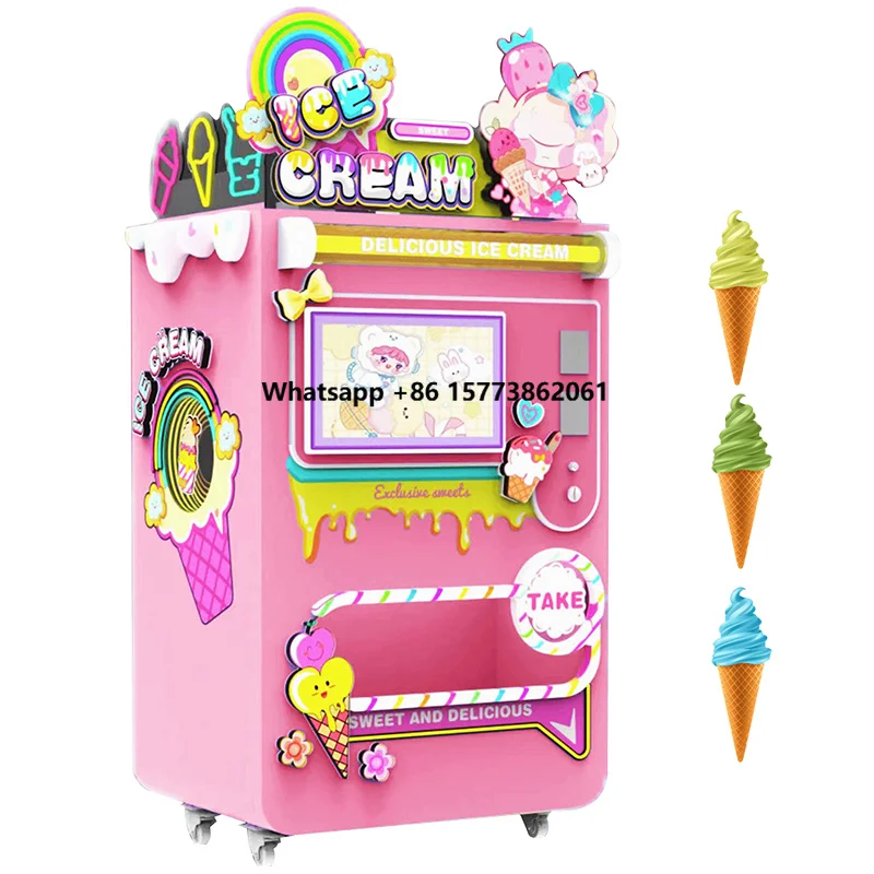 Coin Operated Large Ice Cream Vending Machine Multi Flavor Soft Ice Cream Maker Credit Card Payment System Vending Machine