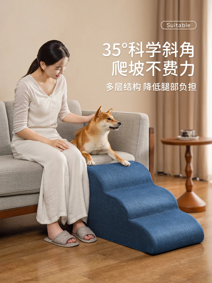 

Dogs climb stairs to bed, cats climb stairs up and down, dogs use non slip pet ladders