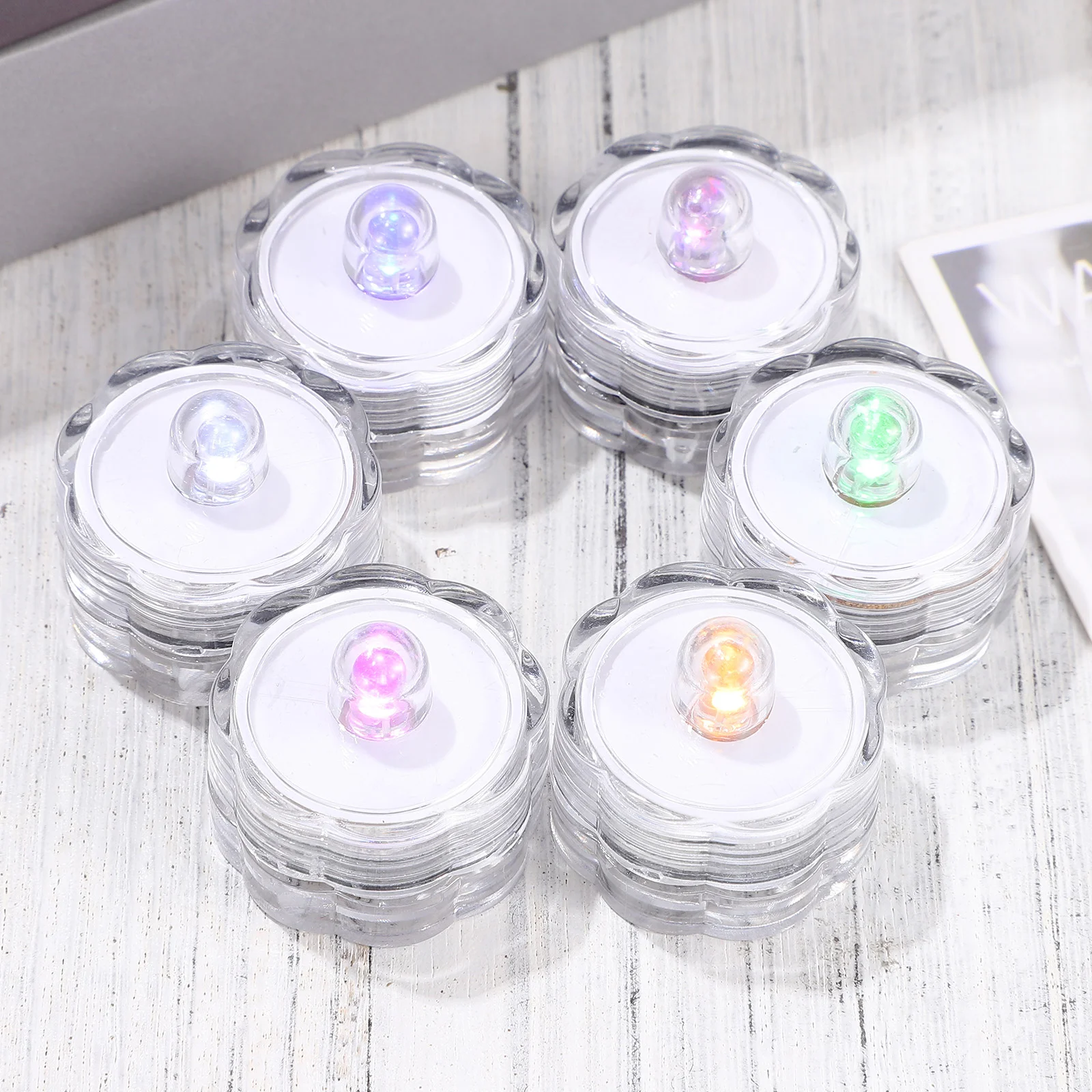 12 Pcs Light Fake Rechargeable Bulb Halloween LED Candles Lamp Color-changing Plastic Colour Tea Lights Submersible