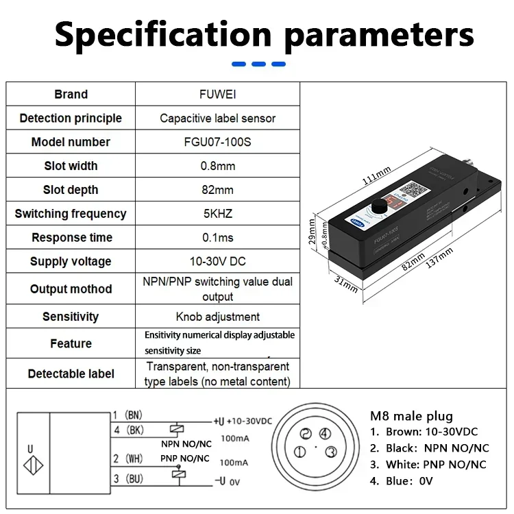 FGU07-100S Digital Display Manual Adjustment Automatic Labeling Machine Transparent for Label Sensor