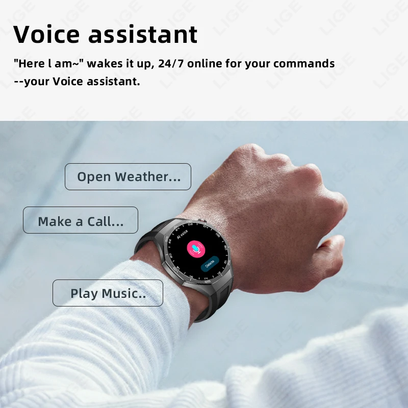 ساعة LIGE الذكية الجديدة، وضع رياضي، دفع المكالمات اللاسلكية، رسالة الأكسجين في الدم، التحكم بالموسيقى، ساعة ذكية للرجال، اختيار Android lOS