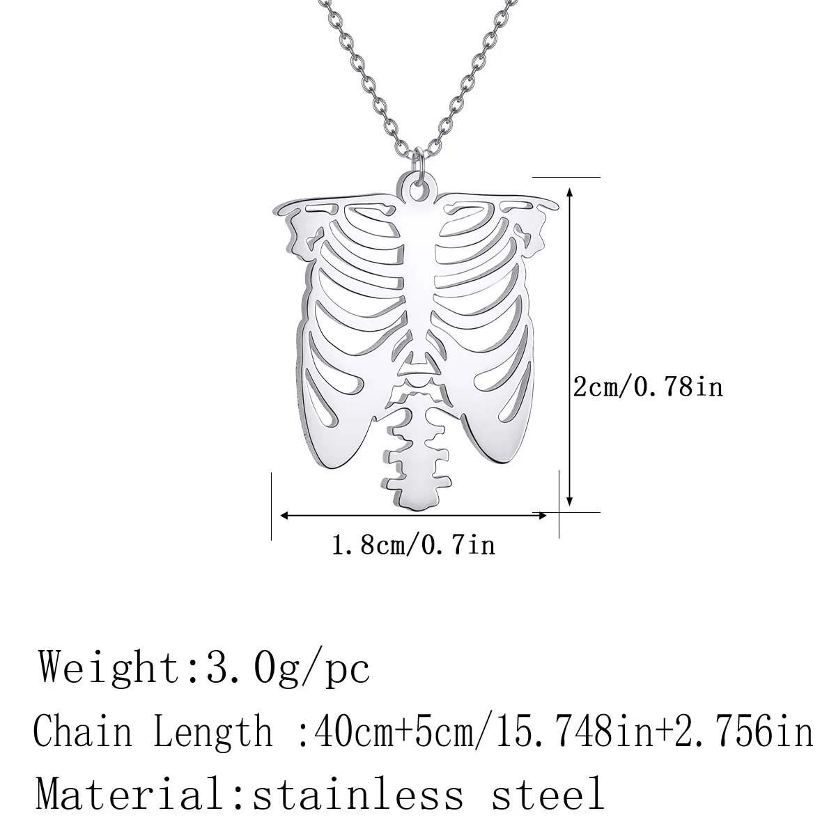 العصرية الشرير الهيكل العظمي Ribcage قلادة للنساء الرجال الفولاذ المقاوم للصدأ سلسلة الترقوة المختنق الفن خط الذكور المجوهرات هدايا الهالوين #5