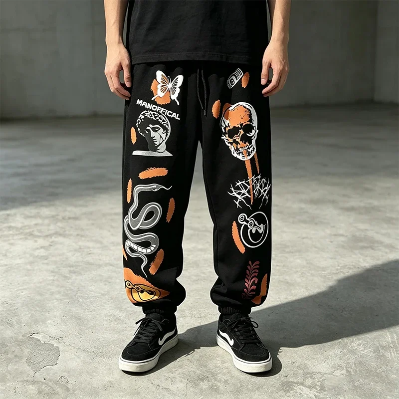Quality Men's Sweatpants Casual Harajuku Cartoon Streetwear Fitness Sports Jogging Pants Autumn Winter Quality Fashion Trousers