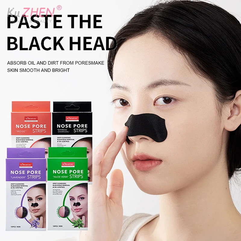 10 Pcs/Pack   Bamboo Charcoal Blackhead Removal Nose Mask Deep Cleaning Pore Acne Strips Nose Care Patch Smooth Skin Beauty Tool