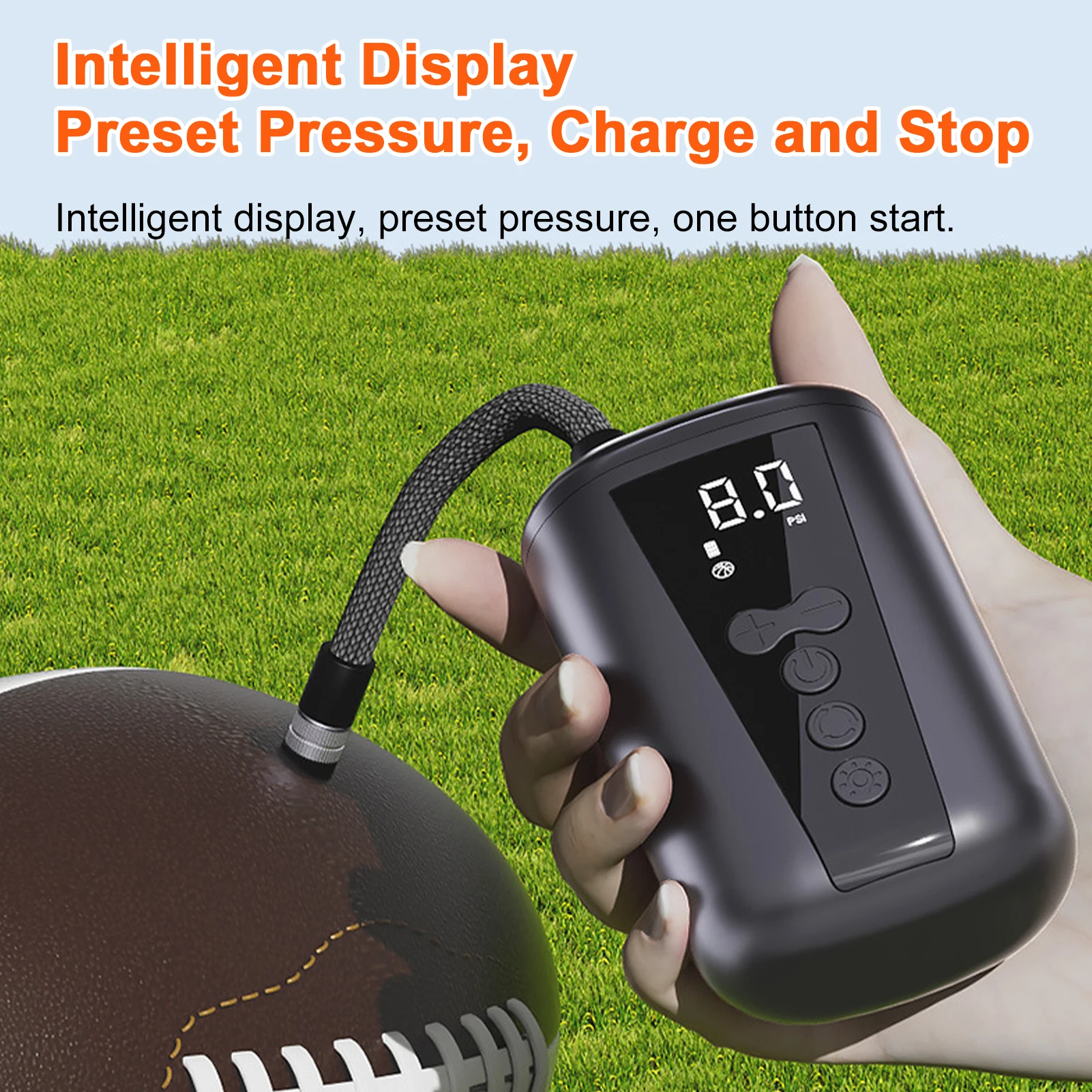 Electric Ball Pump Basketball Pump with LCD Display Ball Inflator with Ball Needle for Volleyball Soccer and Other Sports Balls