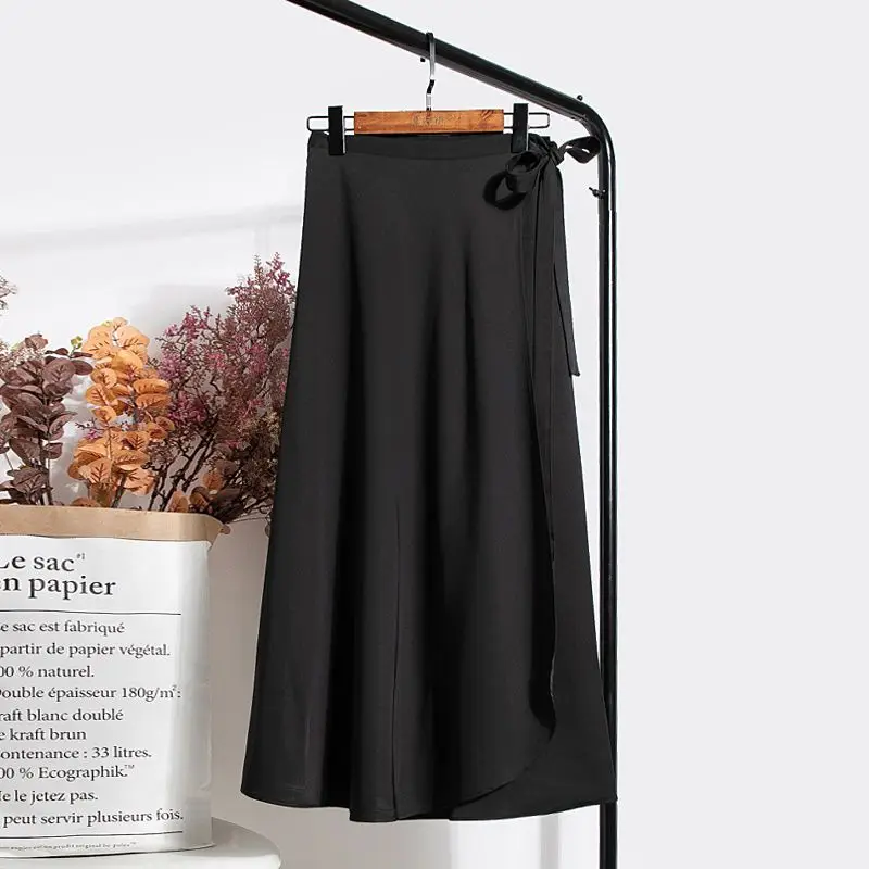 Vintage Summer Skirts Women High Waist Solid Female Beach Maxi Long Skirts Elegant Ladies Black Fashion Beachwear Clothes