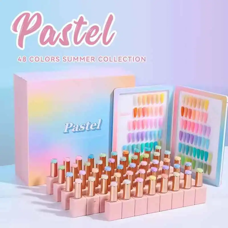Eleanos Sweet Color 48pcs*15ml Gel Polish Set With Display Macaron Spring Summer Manicure UV Nail Gel For Nail Salon Learner Kit