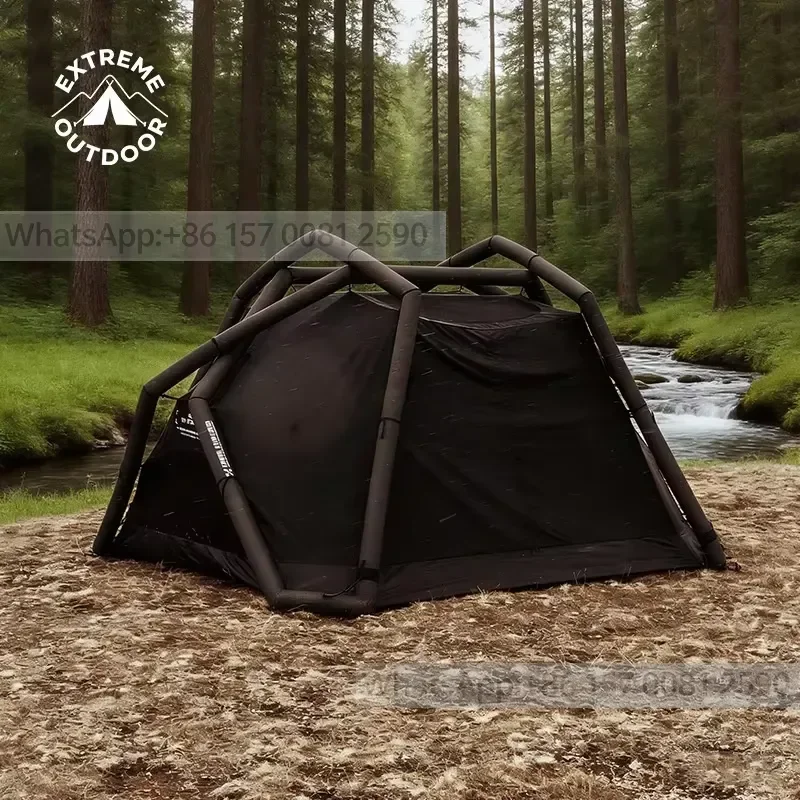 Upgraded Crab 4P Canvas Inflatable Double-layer Camping Tent Rainfly Pump Ground Mat TPU Door Four Seasons 2000-3000mm