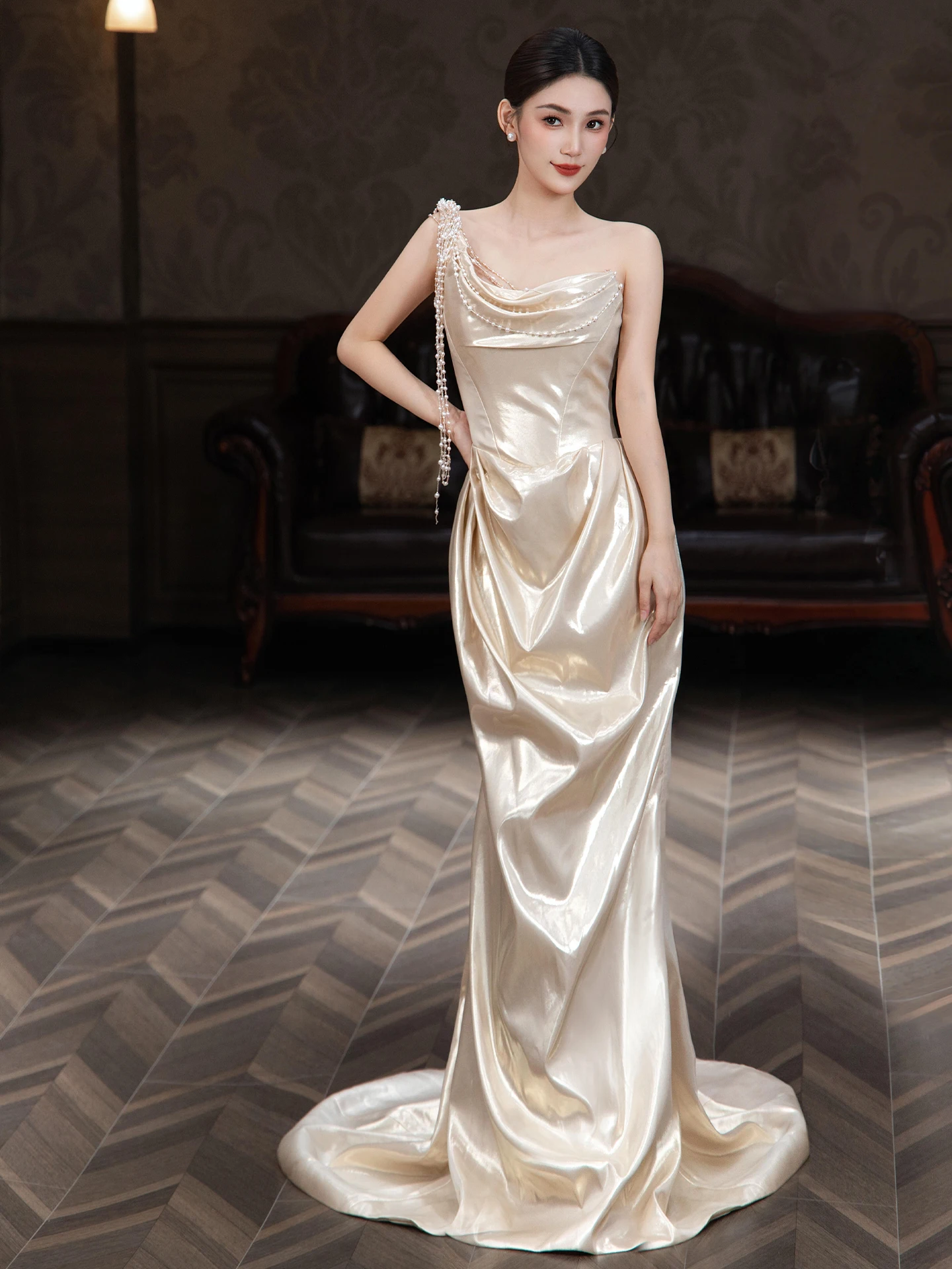 

Ele Simple Wedding Dr 2026 New Sle Bridal Gown with Train for Engagement Dinner Long Evening Skirt for Wedding Ceremony