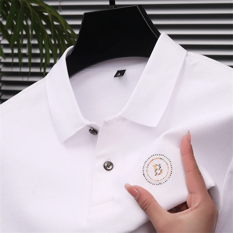 

100%Cotton Brand Luxury Men's Polo Shirt Summer Short Sleeve Lapel Letter Embroid T-shirt Korean Business Casual Golf Men's Wear