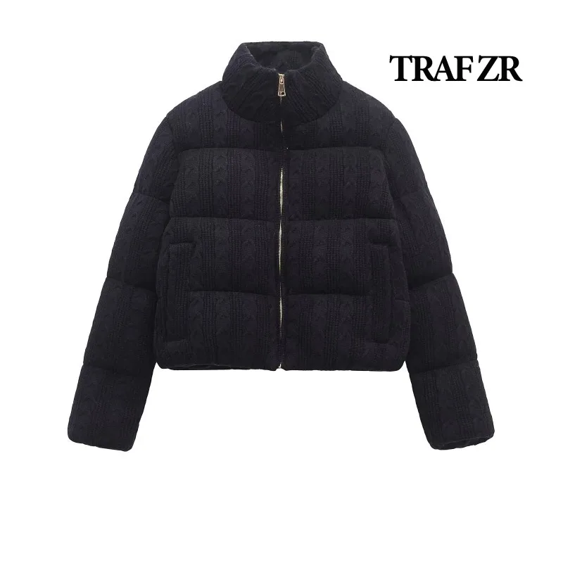 TRAF ZR Snow Parka New in Outerwears Elegant Luxury Women's Coat Warm Woman Winter Coats Vintage Solid Kint Padded Coat