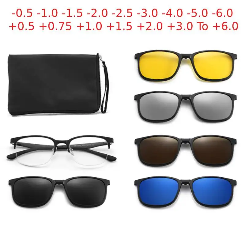 

2288 Magnet Clip Oval Myopia Glasses 0 -0.5 -1.0 -2.0 To -6.0 , Half Frame Hyperopia Sunglasses +0.5 +1.0 +2.0 To +6