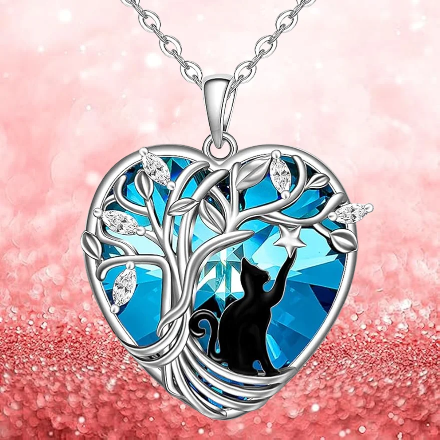 Fashionable and Creative Love Tree Cat Necklace as a Jewelry Gift for Women\'s Festivals and Religious Anniversaries