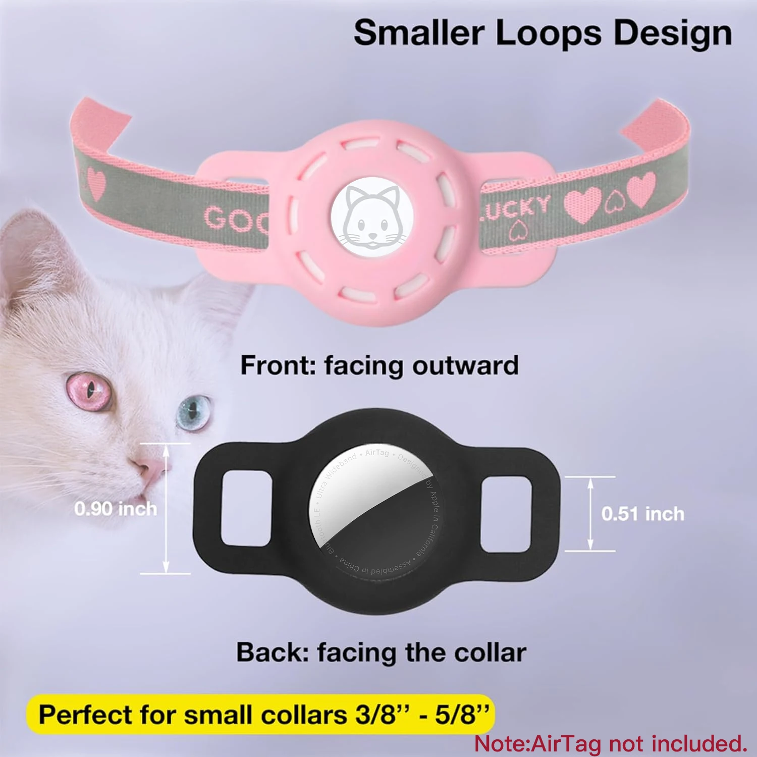 Airtag Cat Collar Holder, Small Air tag Cat Collar Holder Silicone Case Cover for Cat Dog Pet Collar Harness Loop