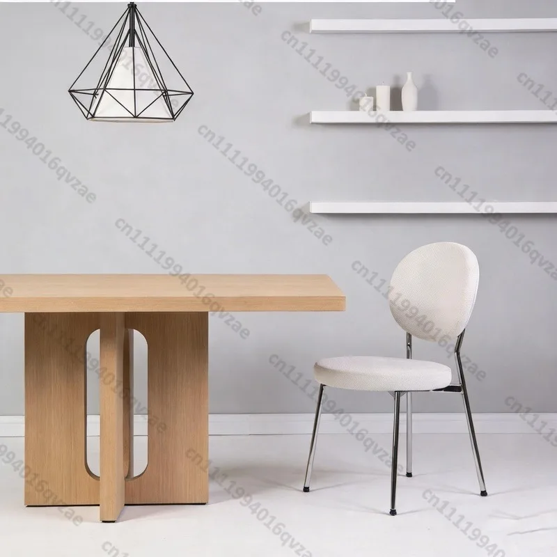 Stylish and Durable Armless Dining Chair White Pink Fabric Seat