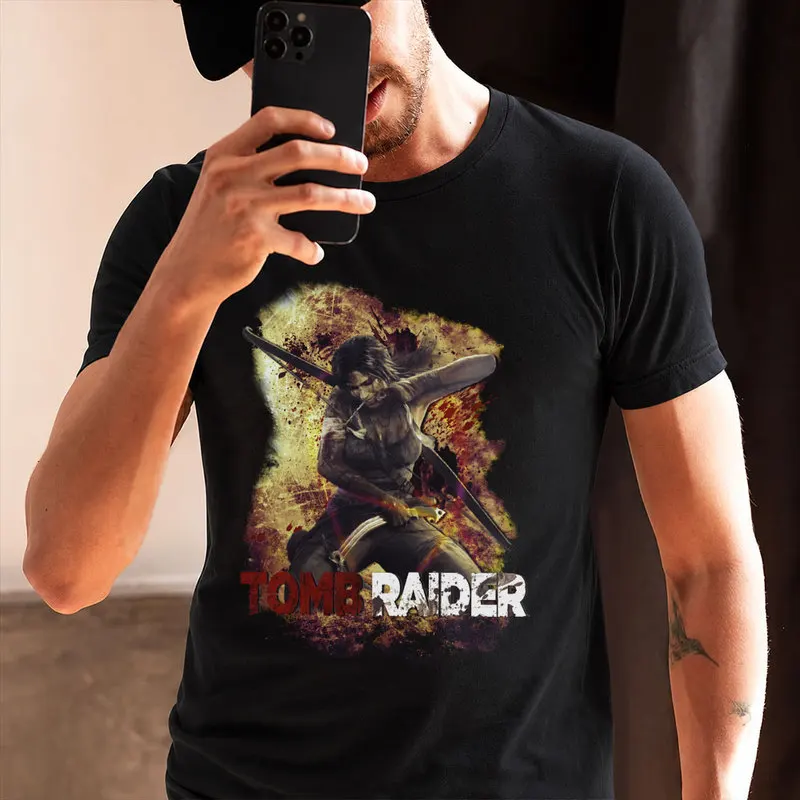 Retro video game Tomb Raider Angel of Darkness Lara Croft gift t-shirt for gamers 0715 Short Sleeve Graphic Clothes US Size Tee