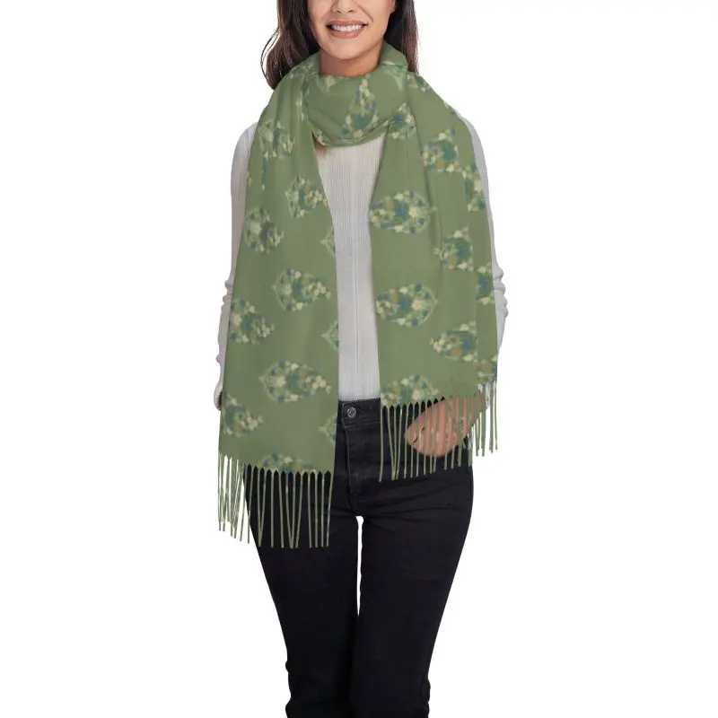 Leaves, flowers, green new Wraps model Scarf Cashmere Woman Wool Ladies Scarf Warm Scarf Women's Winter Scarves Autumn