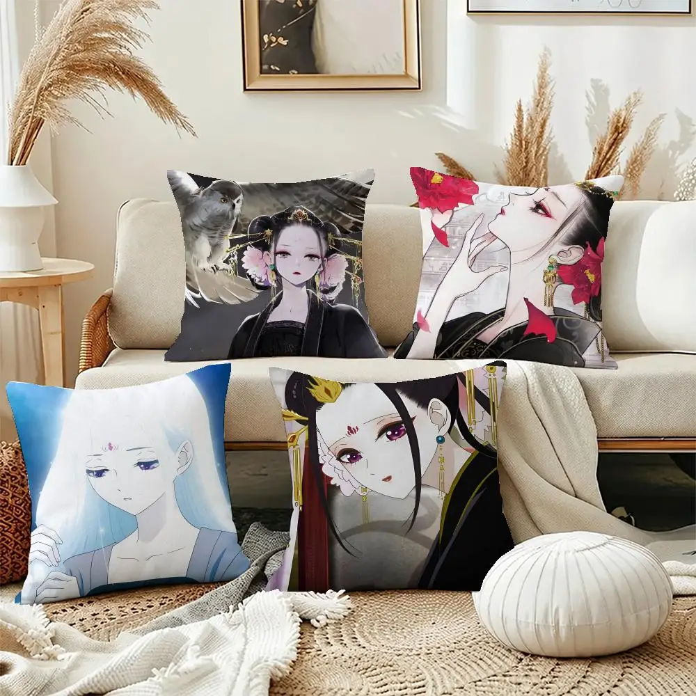 Dark Anime Raven Palace Cushion Cover Short Plush Pillowcase, Washable Wrinkle Resistant Cover for Bedroom Gift